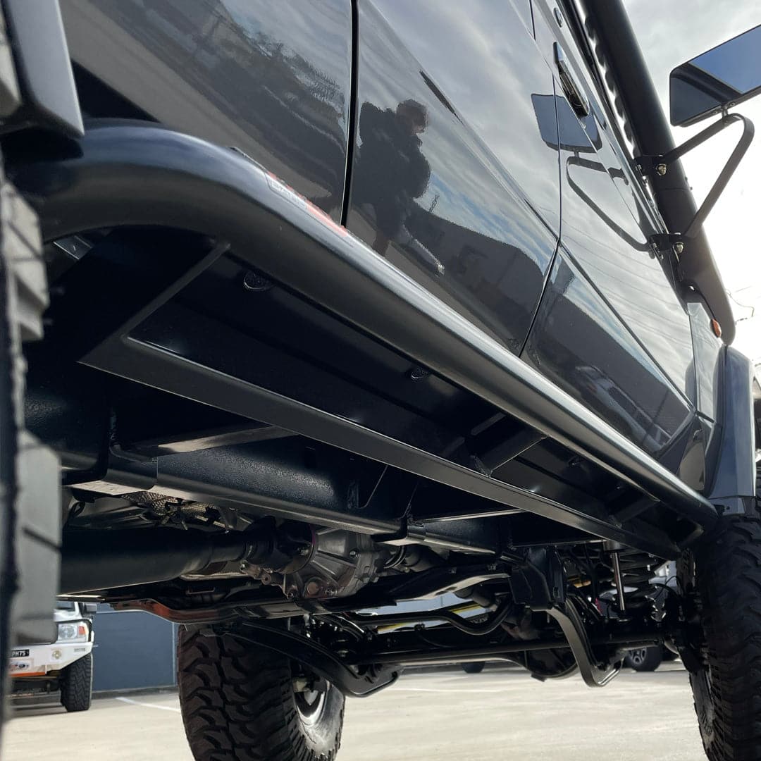 Toyota LandCruiser 79 Series Dual Cab ANGLED Rock Sliders / Side Steps - Image 2