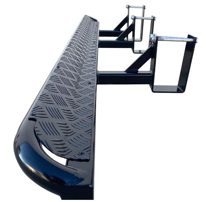 Ford Ranger ANGLED Rock Sliders / Side Steps – P/C Ally Checkerplate Tread - Image 2
