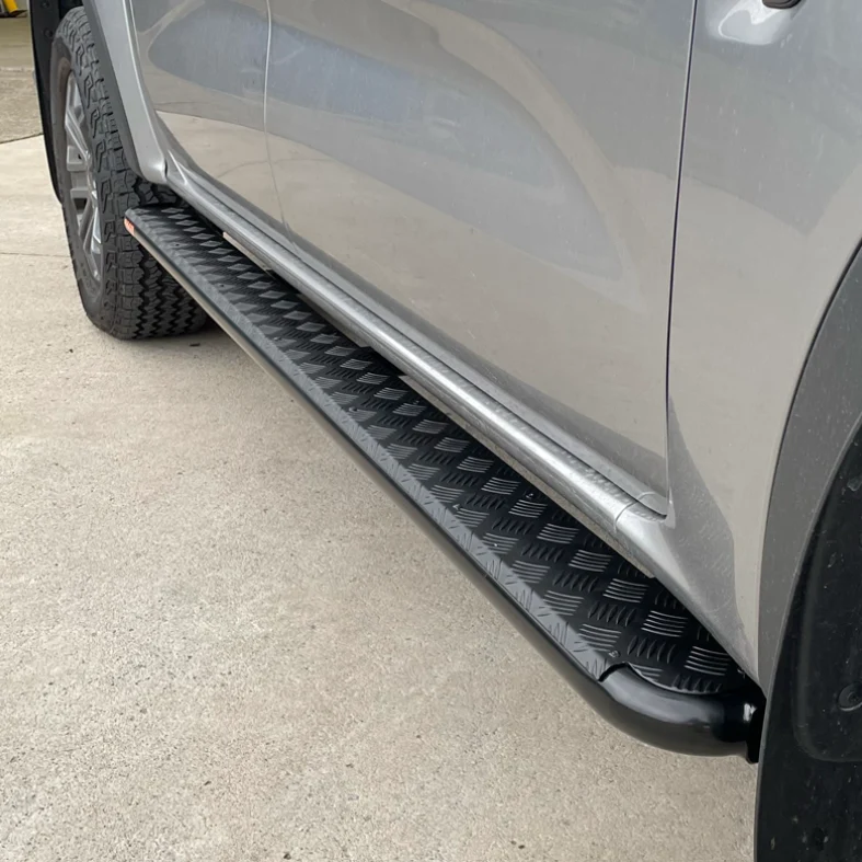 Ford Ranger (Next Gen) FLAT Rock Sliders / Side steps – P/C Ally Checkerplate Tread - Image 2