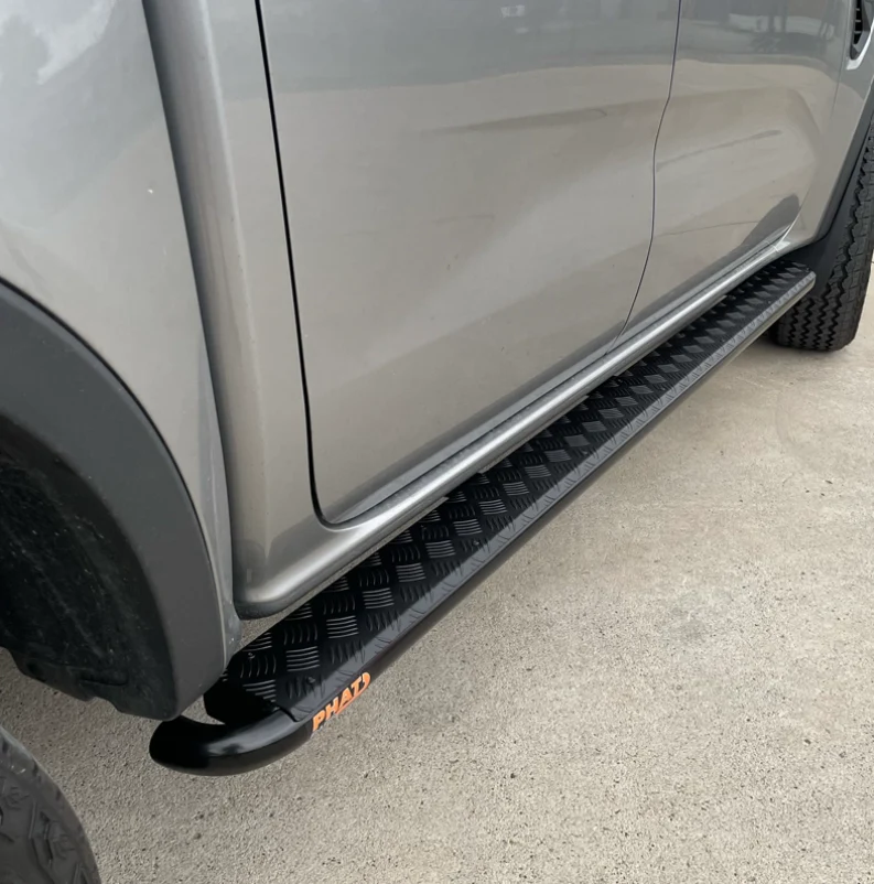 Ford Ranger (Next Gen) FLAT Rock Sliders / Side steps – P/C Ally Checkerplate Tread - Image 3