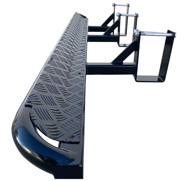 Mazda BT-50 TF 2020+ ANGLED Rock Sliders / Side Steps – P/C Ally Checkerplate Tread - Image 2