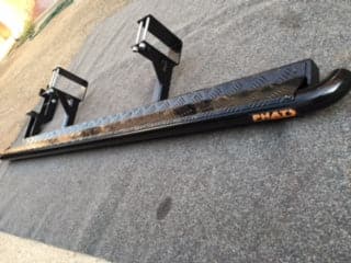 Toyota Hilux N70 ANGLED Rock Sliders / Side Steps – P/C Ally Checkerplate Tread - Image 3