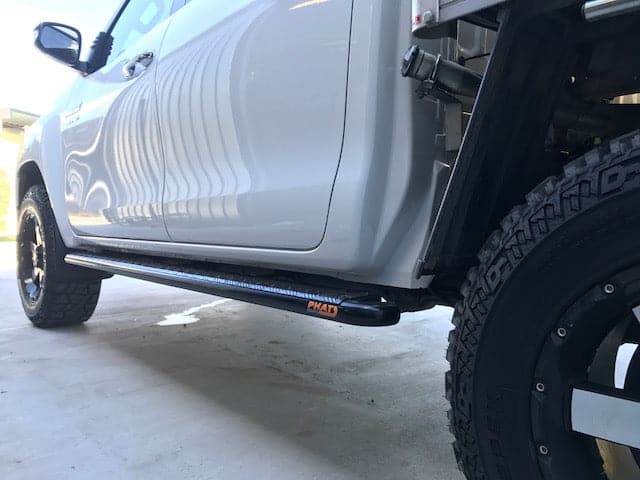 Toyota Hilux N80 FLAT Rock Sliders / Side Steps – P/C Ally Checkerplate Tread - Image 7