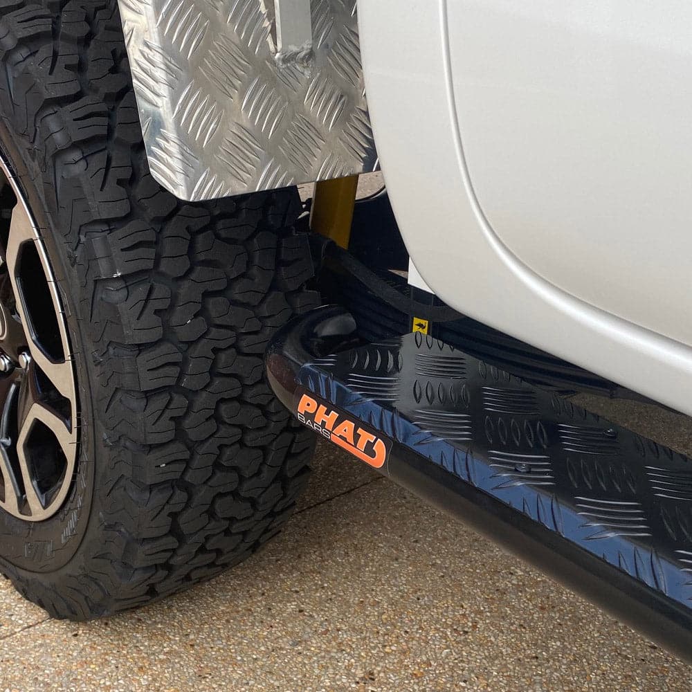Toyota Hilux N80 FLAT Rock Sliders / Side Steps – P/C Ally Checkerplate Tread - Image 8
