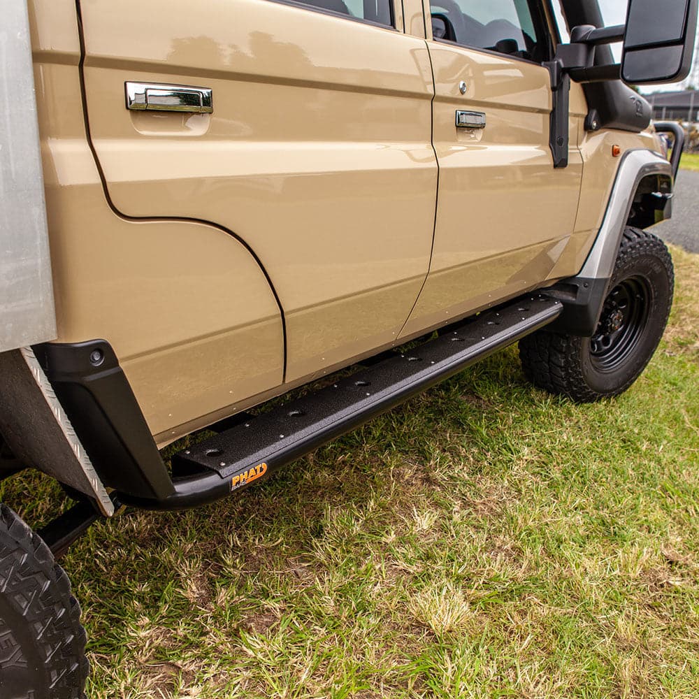 Toyota LandCruiser 79 Series Dual Cab FLAT Rock Sliders / Side Steps - Image 2